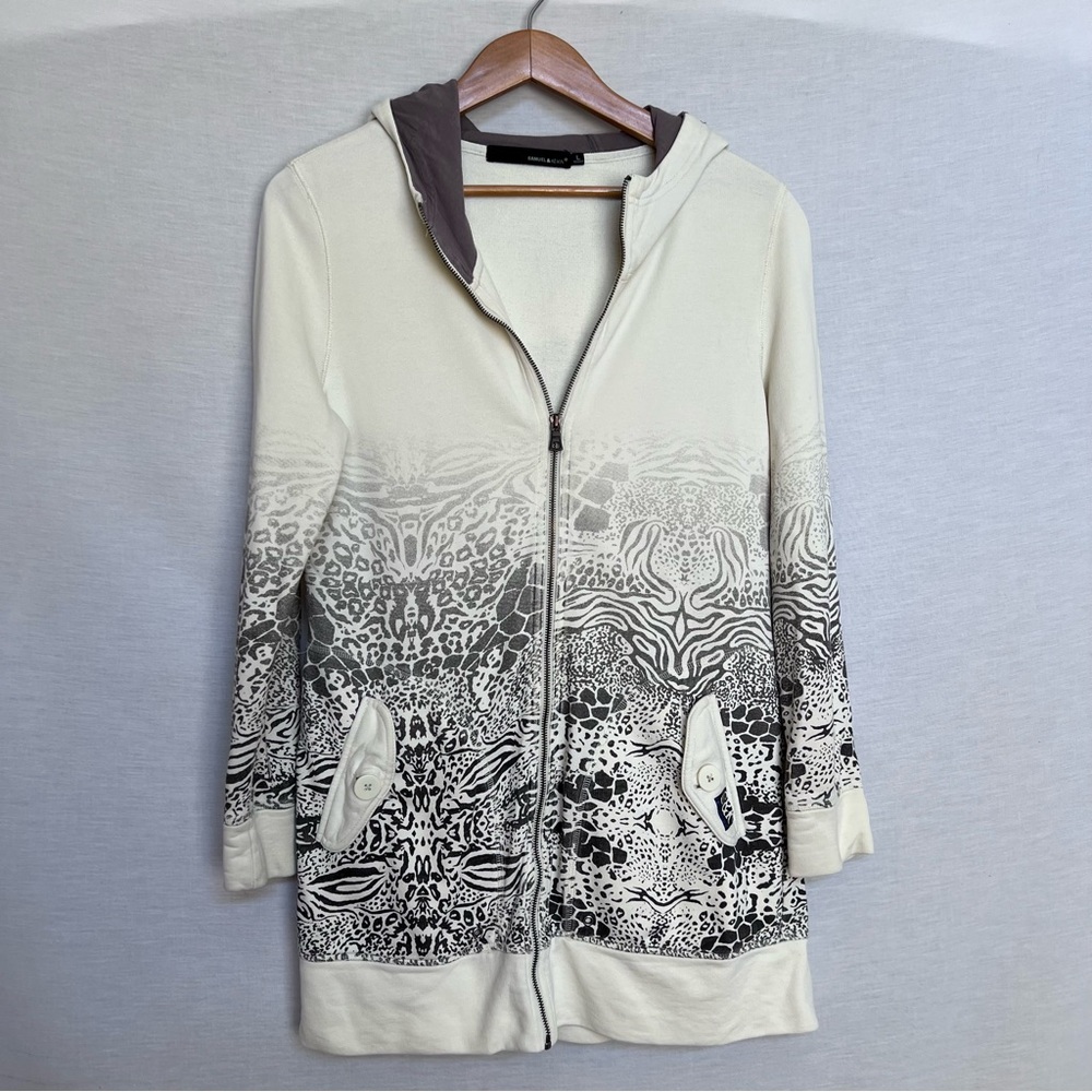 Samuel & Kevin Cream and Gray Multi Animal Print, Leopard/Zebra, Hoodie